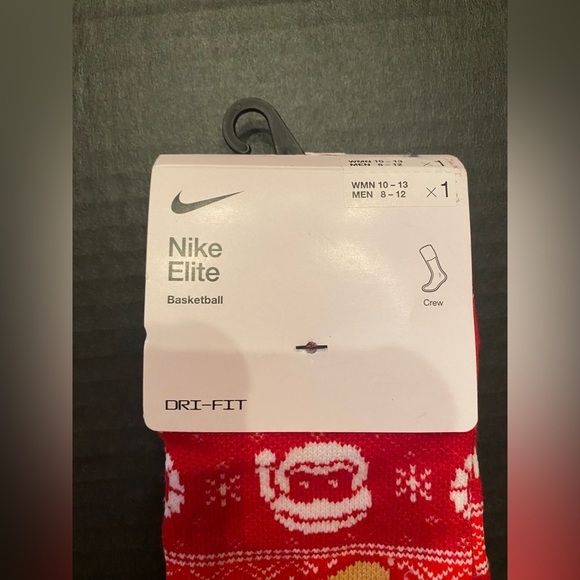 Nike Elite Dri-Fit Christmas Crew Socks Red Adult Unisex (W 10-13) (M 8-12) - Picture 3 of 5